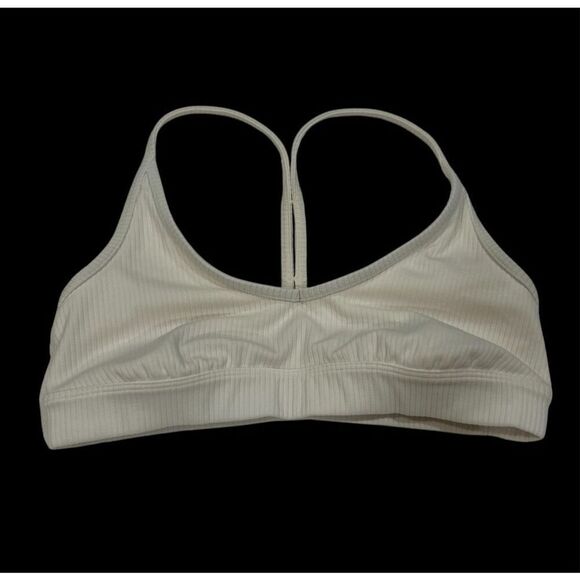 Alo Yoga Ribbed Sports Bra White Ivory Size Small Minimalist Activewear - Picture 1 of 6